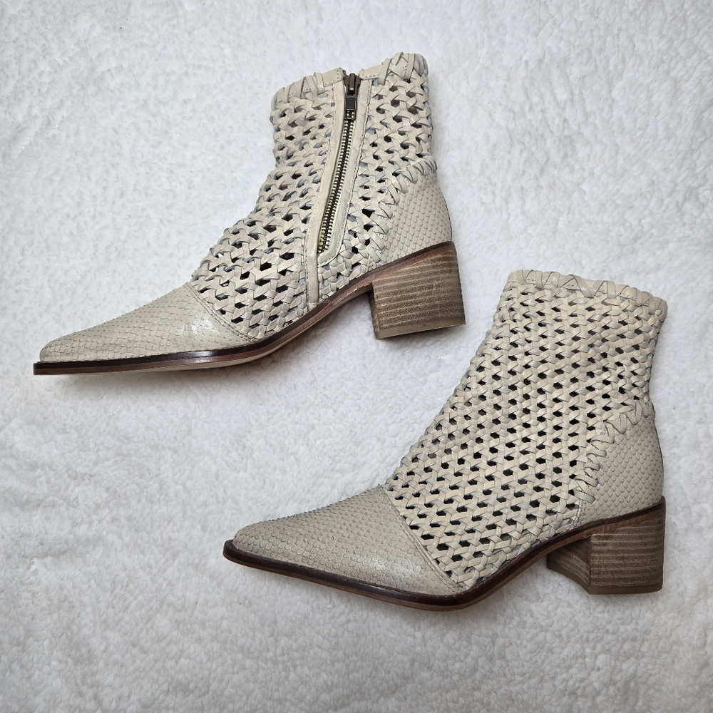 Free People Woven Cream Ankle Booties - Picture 6 of 13